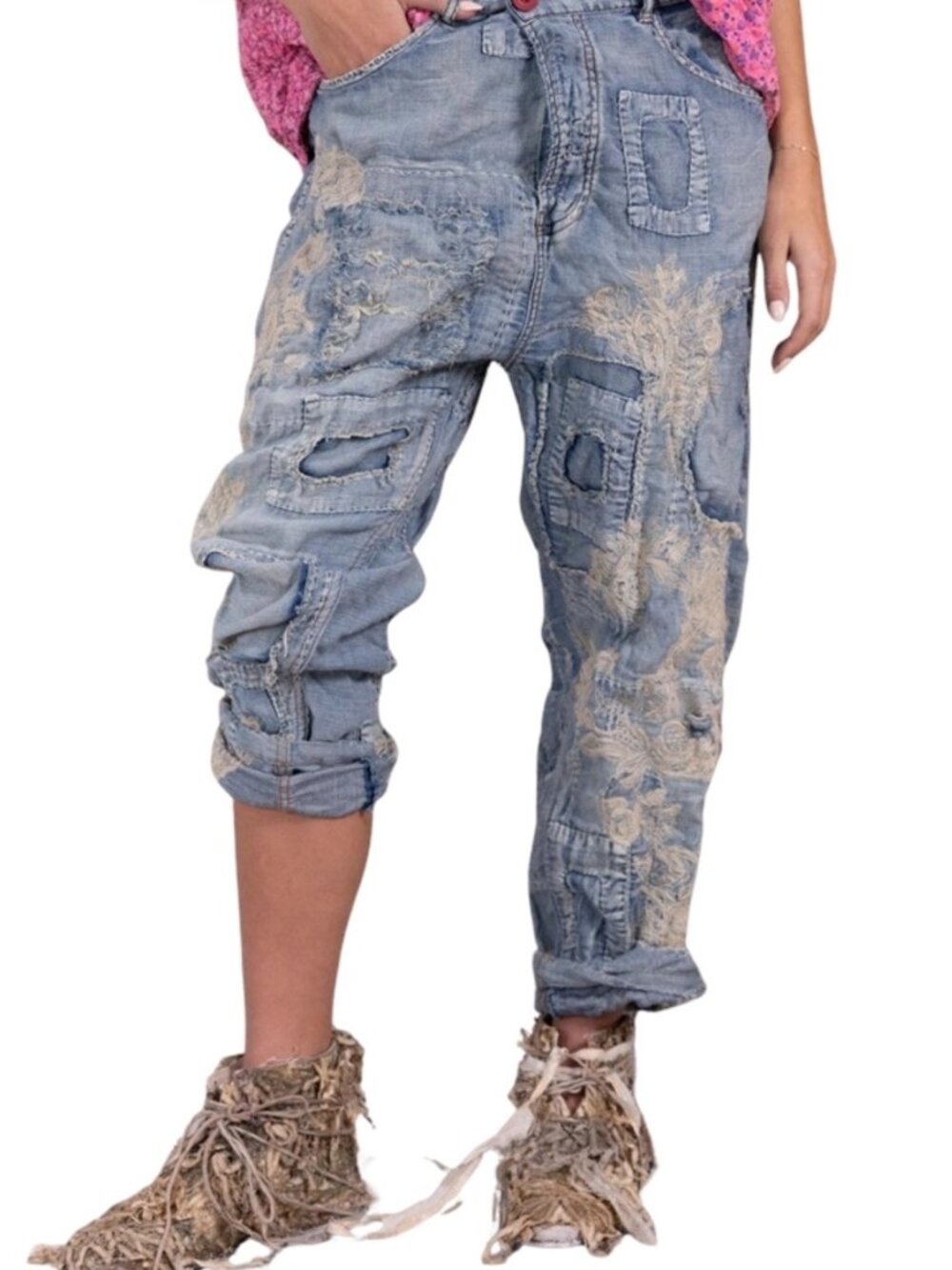 Magnolia Pearl Embroidered Lace Miner Denims